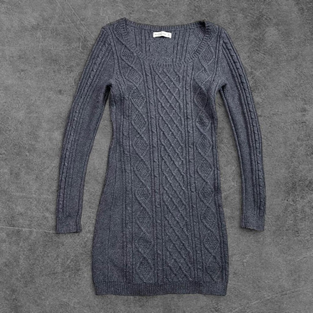Abercrombie & Fitch Charcoal Cable-Knit Scoop Neck Sweater